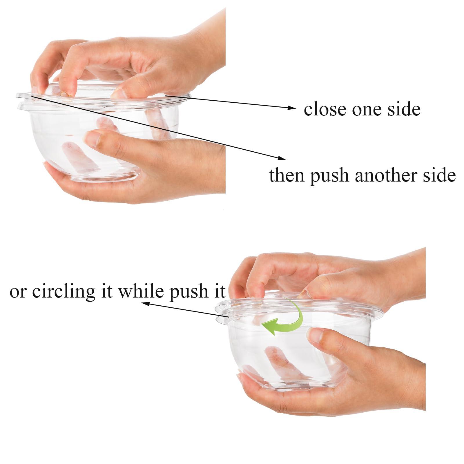 Cedilis Cedilis 50 Pack 16oz Plastic Salad Bowls with Lids, Small Clear Disposable Containers for Salad Meal Prep, Perfect for Picnics or as a To-Go Serving Bowl