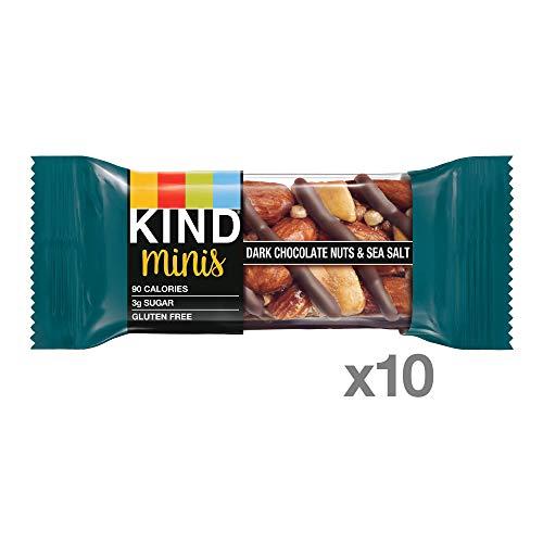 KIND KIND Minis, Dark Chocolate Nuts & Sea Salt, Healthy Snacks, Gluten Free, Low Calorie Snacks, Low Sugar, 10 Count