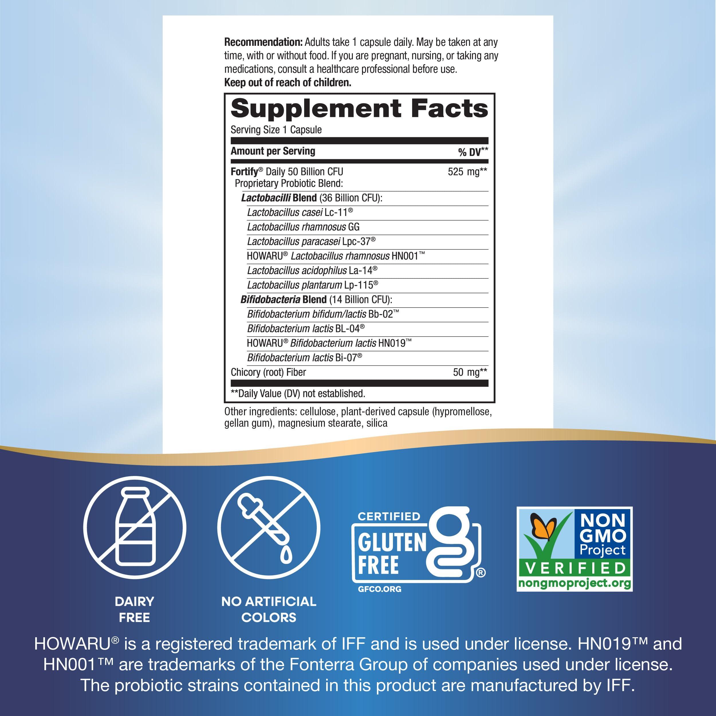 Nature's Way Nature\'s Way Extra Strength** Fortify Probiotic, Prebiotics, 50 Billion Live Cultures, Digestive and Immune Health Support*, 30 Capsules (Packaging May Vary)