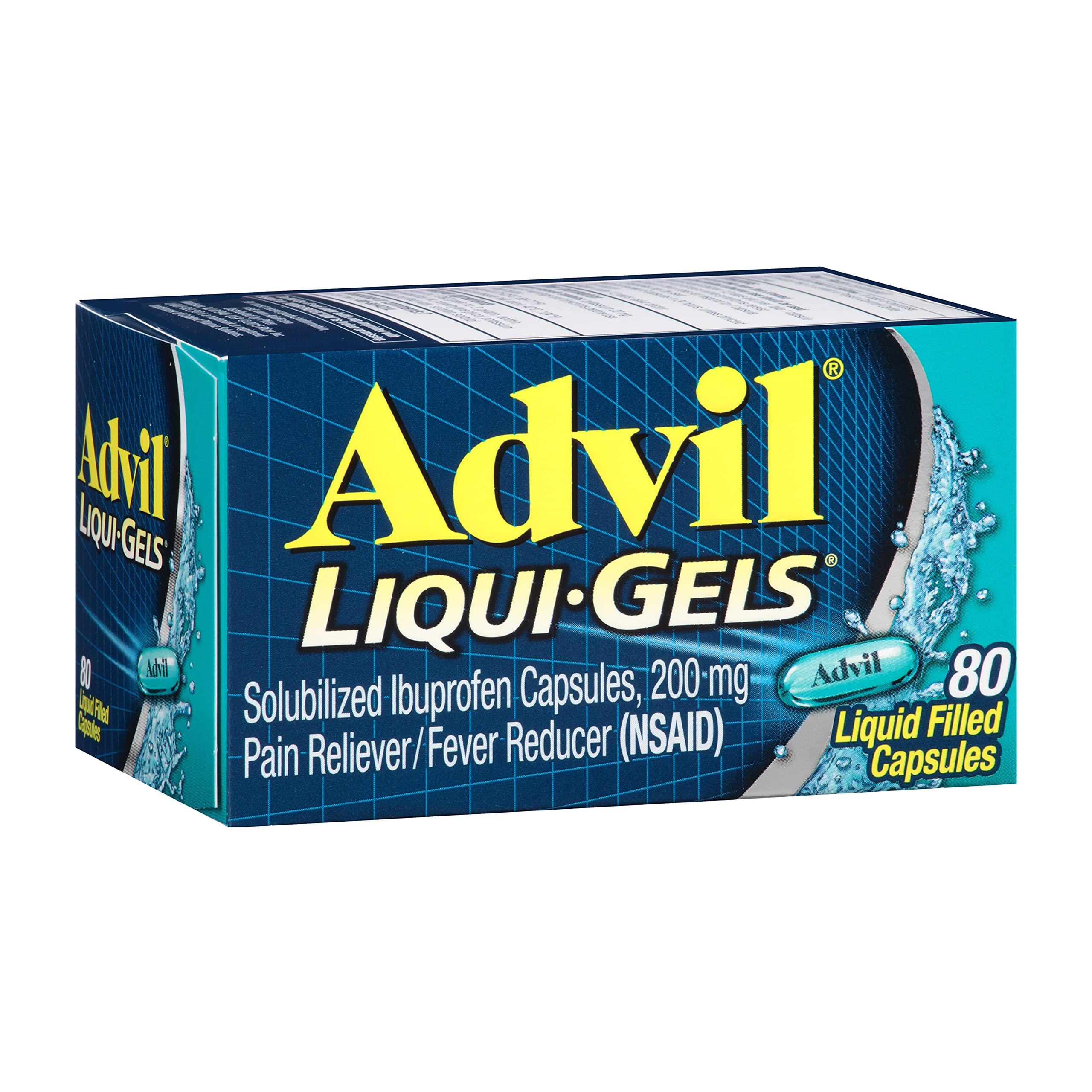 Advil Advil Liqui-Gels Pain Reliever and Fever Reducer, Pain Medicine for Adults with Ibuprofen 200mg for Headache, Backache, Menstrual Pain and Joint Pain Relief - 80 Liquid Filled Capsules