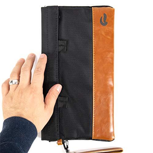 Skunk Skunk Mr Slick Smell Proof Bag 11\"x6\" US PATENT NUMBER D824,672 (Black/Brown Leather)