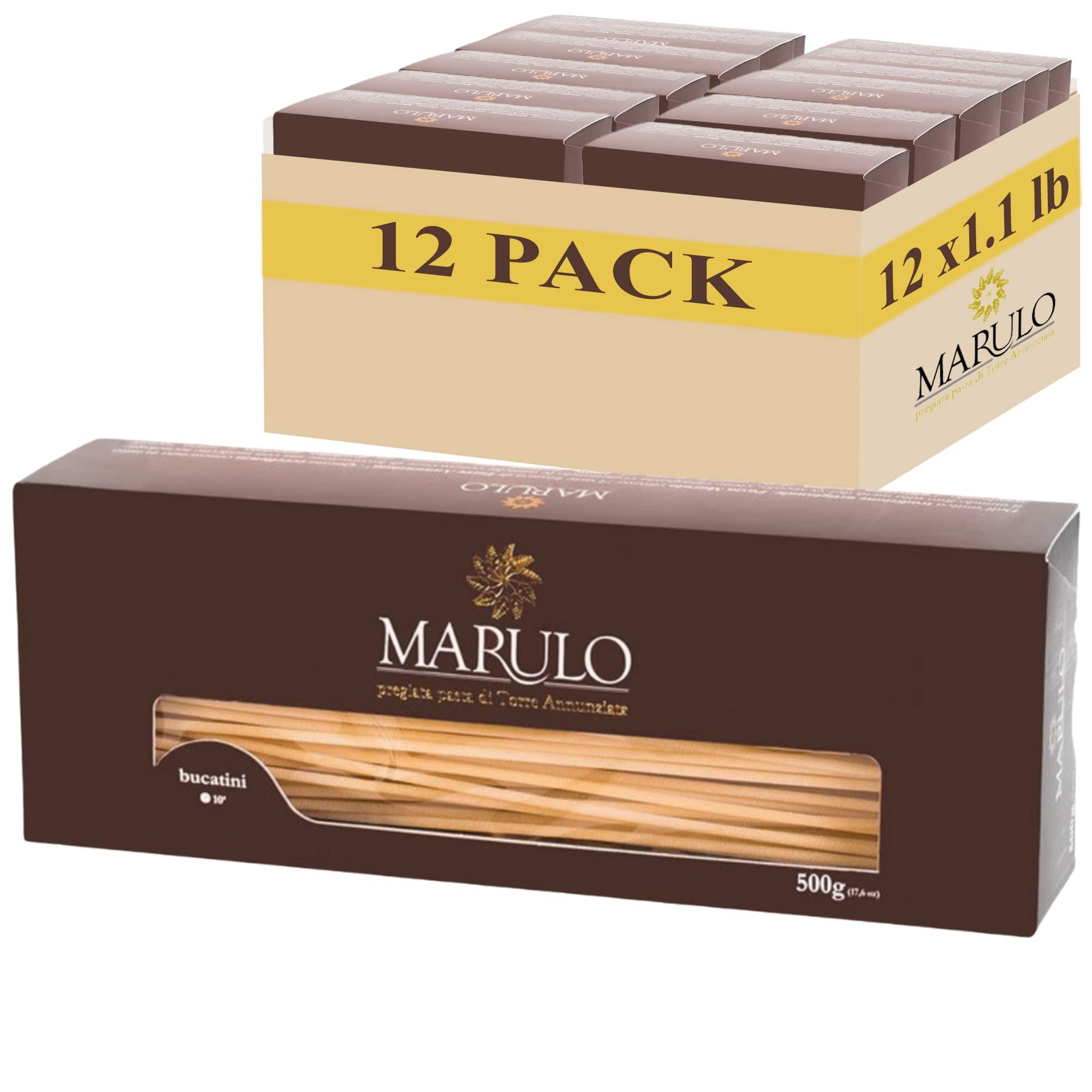 MARULO pregiata pasta di Torre Annunziata Marulo, Bucatani, Italian Pasta Bronze Die Cut, Artisan Pasta, 1.1 Pound (Pack of 12), Only 2 Ingredients, Pasta Imported Italian. Pasta from Campania.