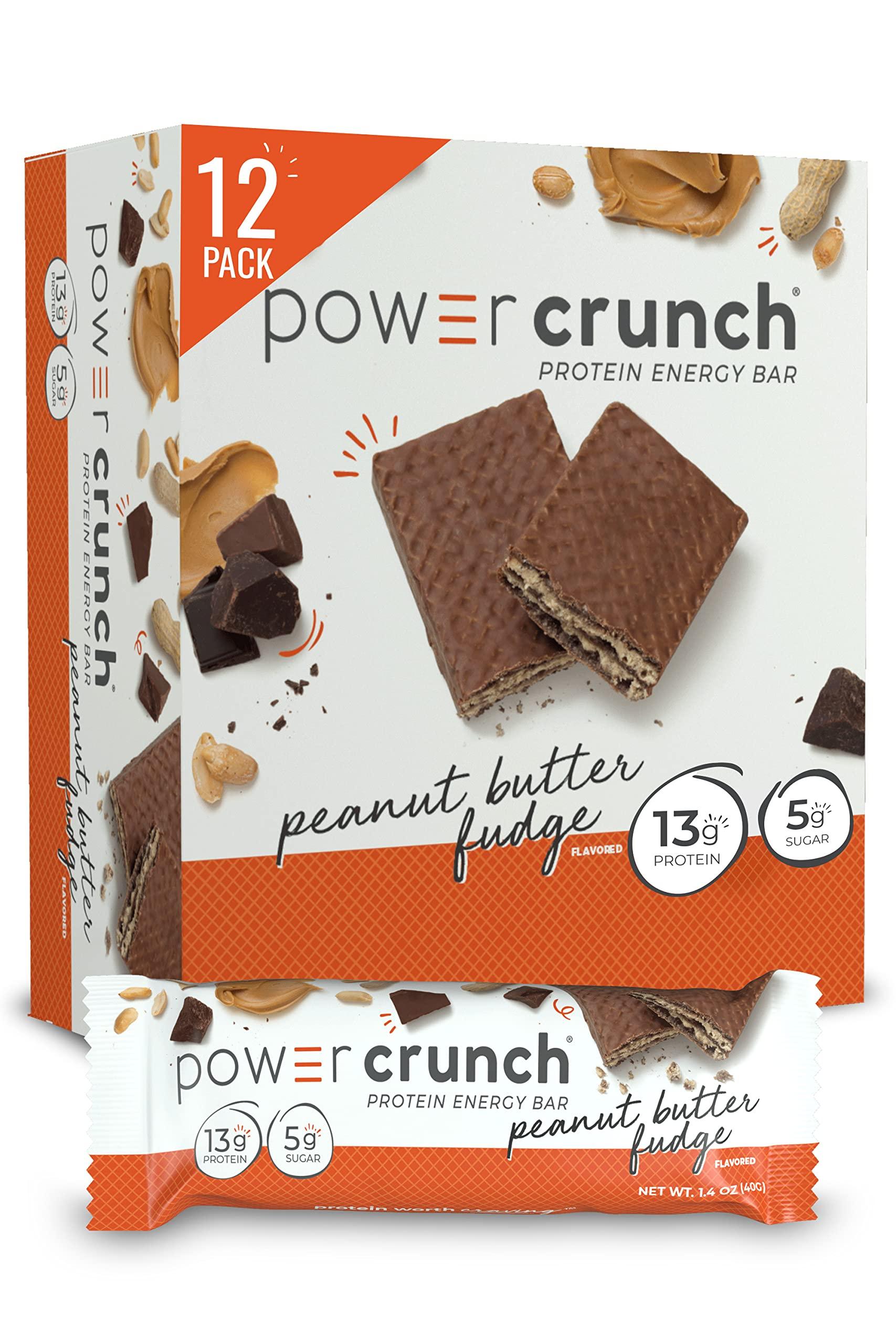Power Crunch Power Crunch Protein Wafer Bars, High Protein Snacks, Peanut Butter Fudge, 1.4 Ounce (12 Count) and Cinnamon Roll, 1.4 Ounce (12 Count)