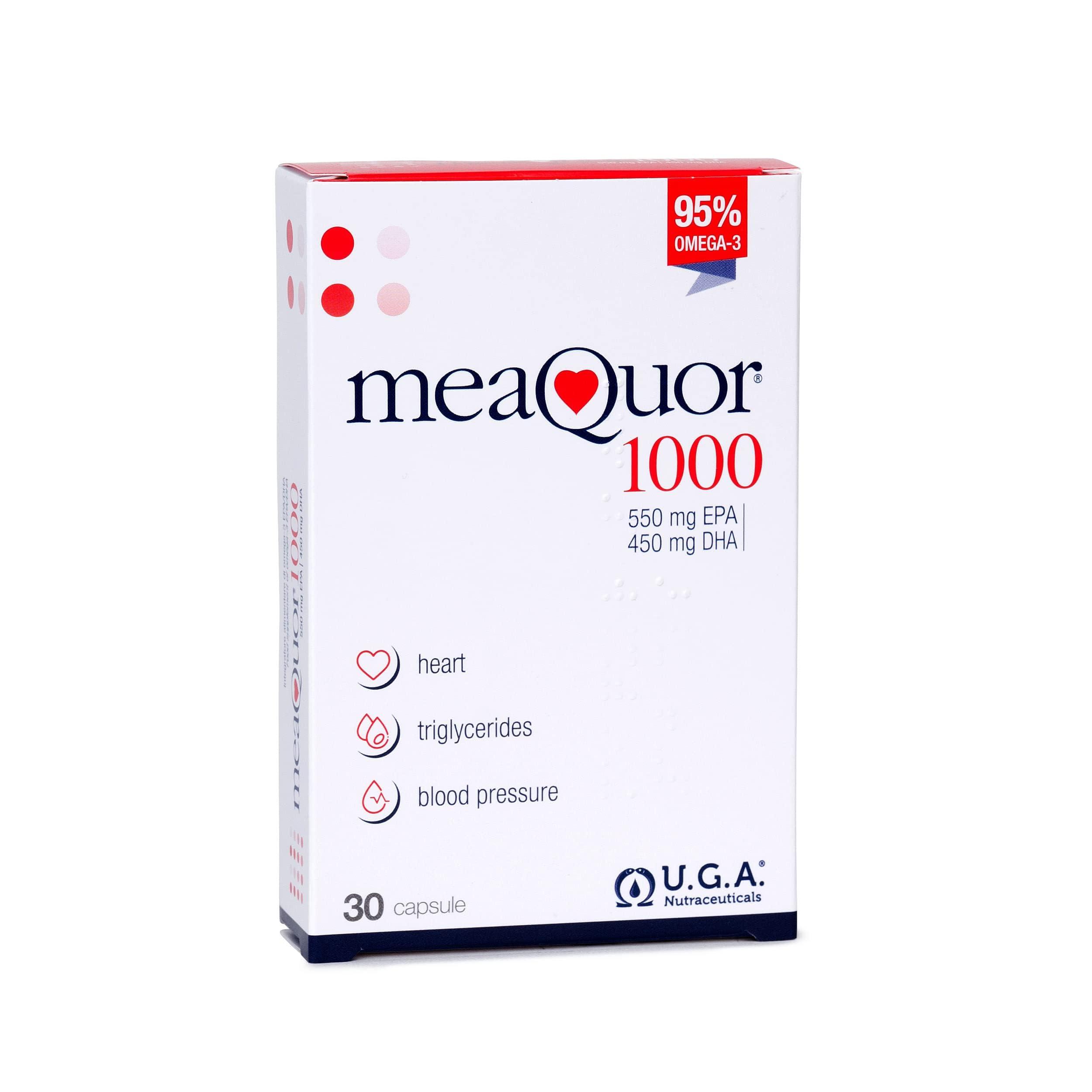 OMEGOR MEAQUOR 1000 30 Meaquor 1000 Omega 3 Supplement IFOS 5-Star Certified (30 Softgels) 1000mg of EPA and DHA per Dose, 95% Omega 3 Free of Heavy Metals, No Aftertaste