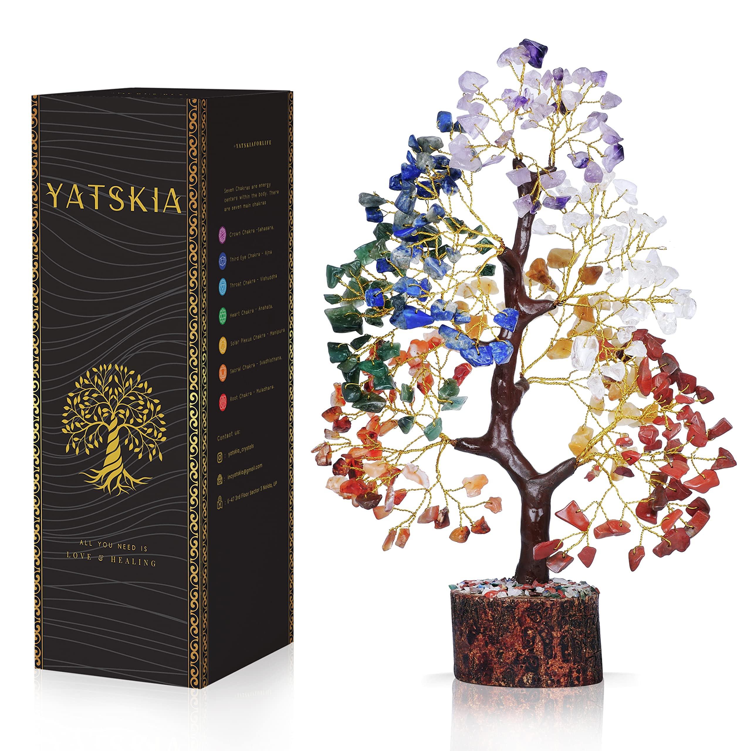 YATSKIA YATSKIA 7 Chakra Tree of Life, Crystals and Healing Stones, Birthday Gifts for Women - Crystal Tree for Positive Energy, Office Decor, Gifts for Women, Mom Birthday Gifts for Women