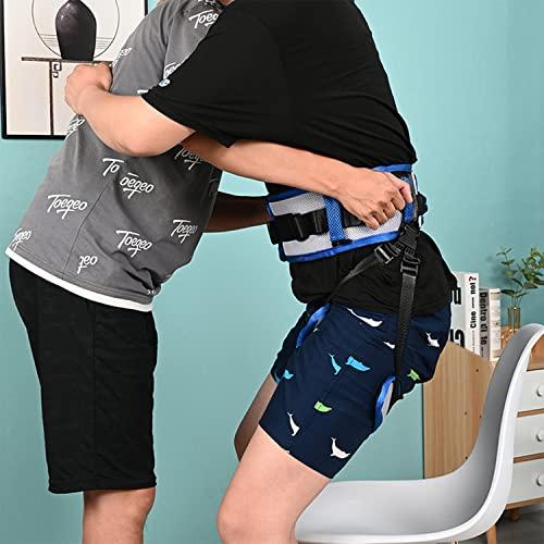 Lmaray Transfer Belt with Leg Loops and 10 Padded Handles, Medical Gait Belt Walking Assistive Device with Quick Release Metal Buckle for Elderly, Seniors and Physical Therapy - 54 Inch