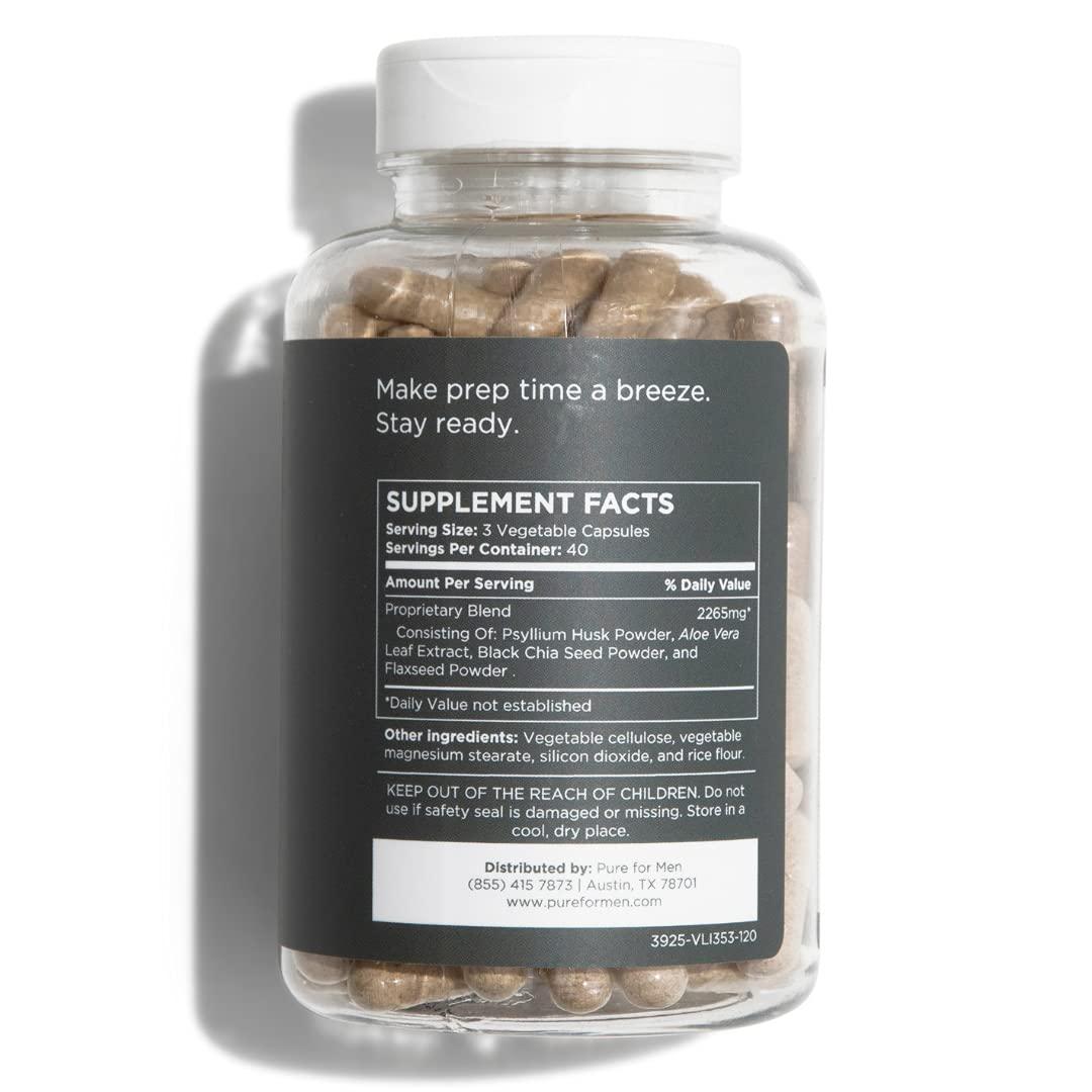 Pure for Men Pure for Men Original Vegan Cleanliness Fiber Supplement, 120 Capsules, Eco-Responsible Stay Ready Wipes with Micellar and Aloe (48 Count)