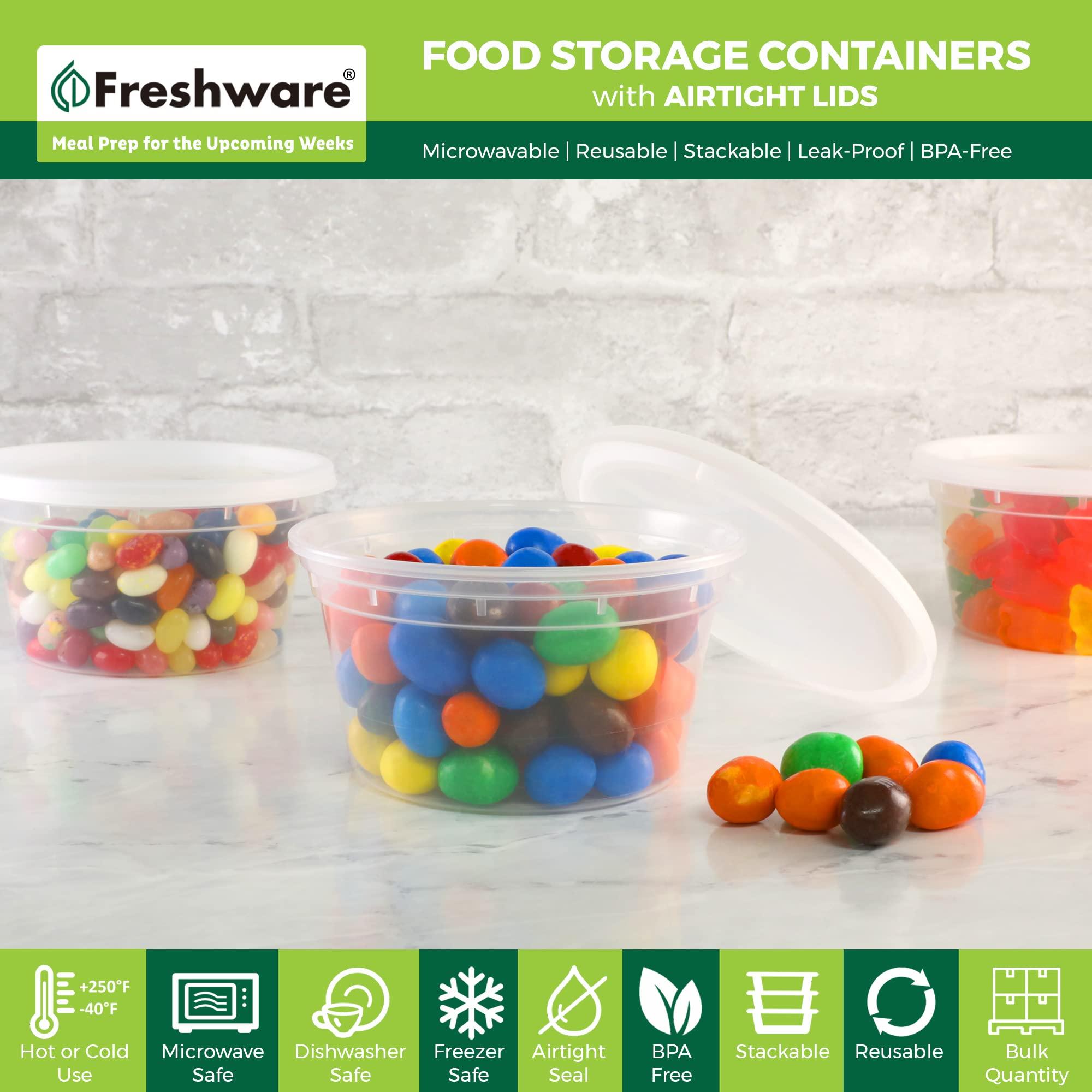 Freshware Freshware 50-Set Food Storage Containers Bundle with 12 oz & 8 oz BPA-Free Deli Containers and Lids | Leakproof | Microwave & Dishwasher Safe