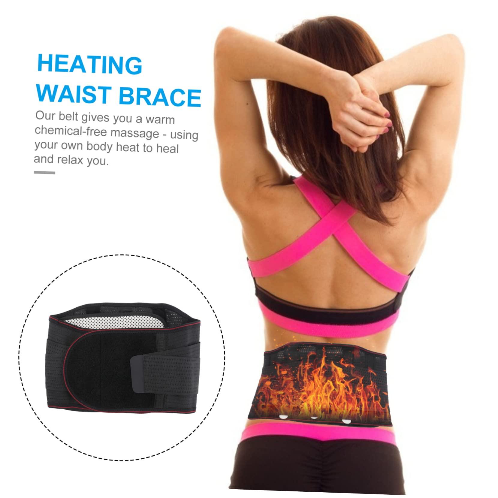 Healifty Self Heating Back Brace Elastic Infared Heating Pad Lower Back Support Girdle Massage Waist Wrap Back Braces for Magnetic Back Belt Magnetic Mount Waist Support