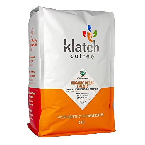 Klatch Coffee, Inc. Klatch Coffee Organic Decaf Espresso Medium-Dark Roast, 5 Pounds, Whole Bean