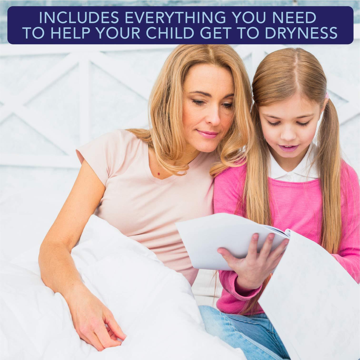 dry defender Rodger Wireless Bedwetting Alarm Kit - Most Effective System for Kids - Two Moisture Sensing Briefs, Waterproof Pad, Guide Book, Mobile App - Child, Lavender, Medium