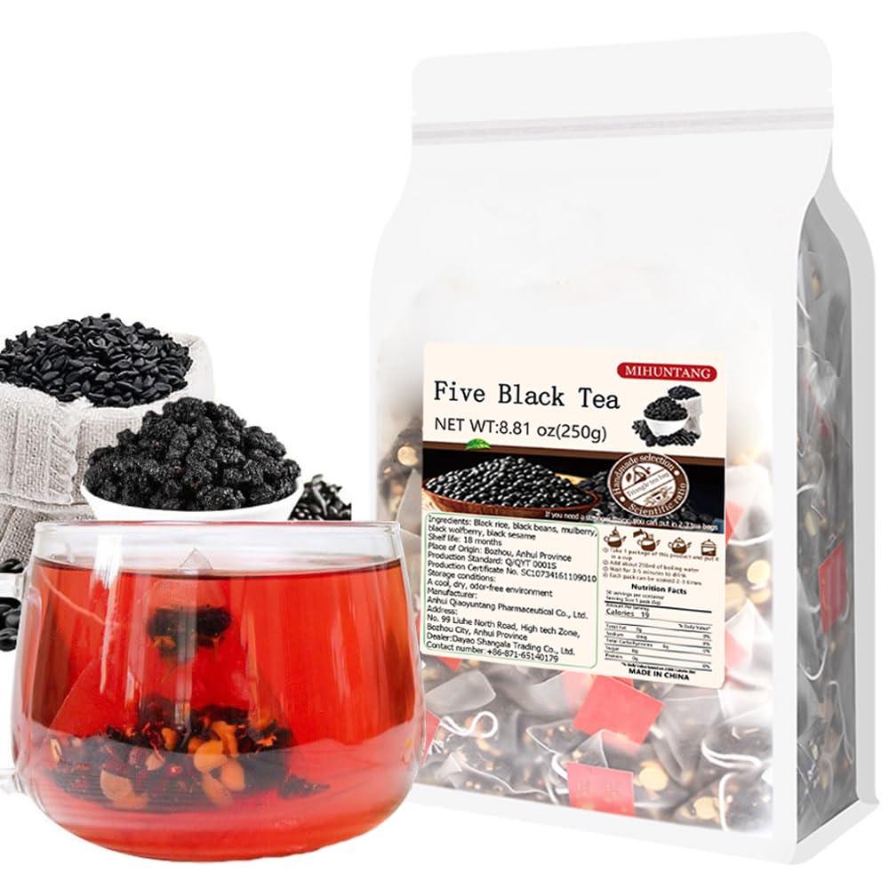 MIHUNTANG Wu hei tea 8.81oz (5g50packets) Five black tea Mulberry black wolfberry tea Combination herbal tea bag 250g