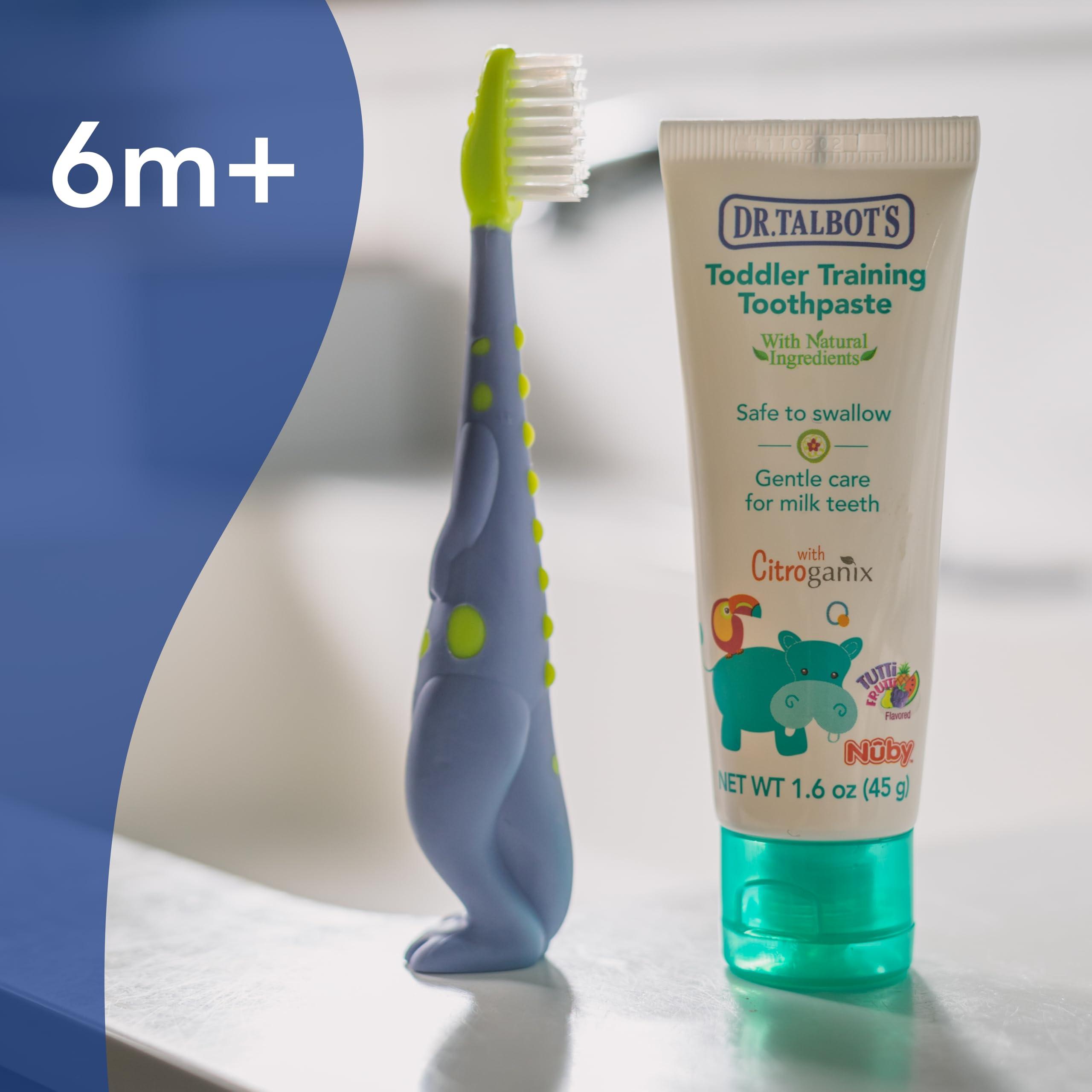 Dr. Talbot\'s Dr. Talbot\'s Toddler Training Toothbrush and Natural Kids Toothpaste with Citroganix - 1.6 oz - Fluoride-Free Toothpaste and Toddler Toothbrush - 6+ Months - Dinosaur
