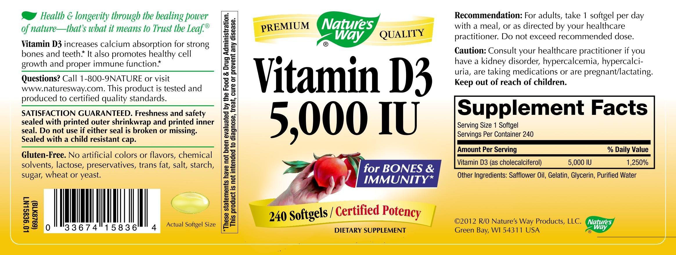 Nature's Way Vitamin D3(5000IU)- 240 Softgels