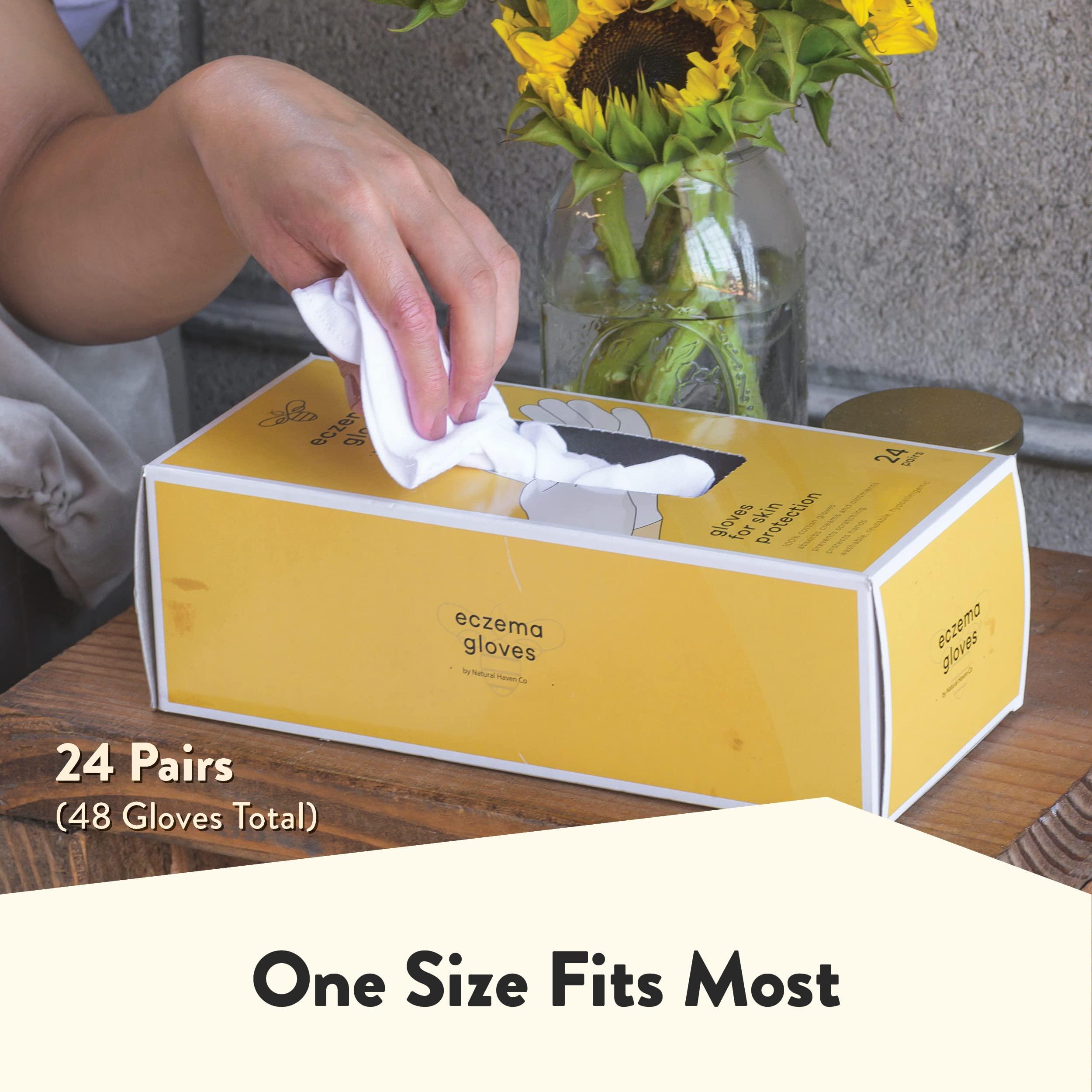 ECZEMA HONEY ECZEMA HONEY Premium 100% Cotton Gloves - Washable & Reusable Overnight Dry Hands Treatment - White Cotton Gloves for Eczema (24 Pairs)
