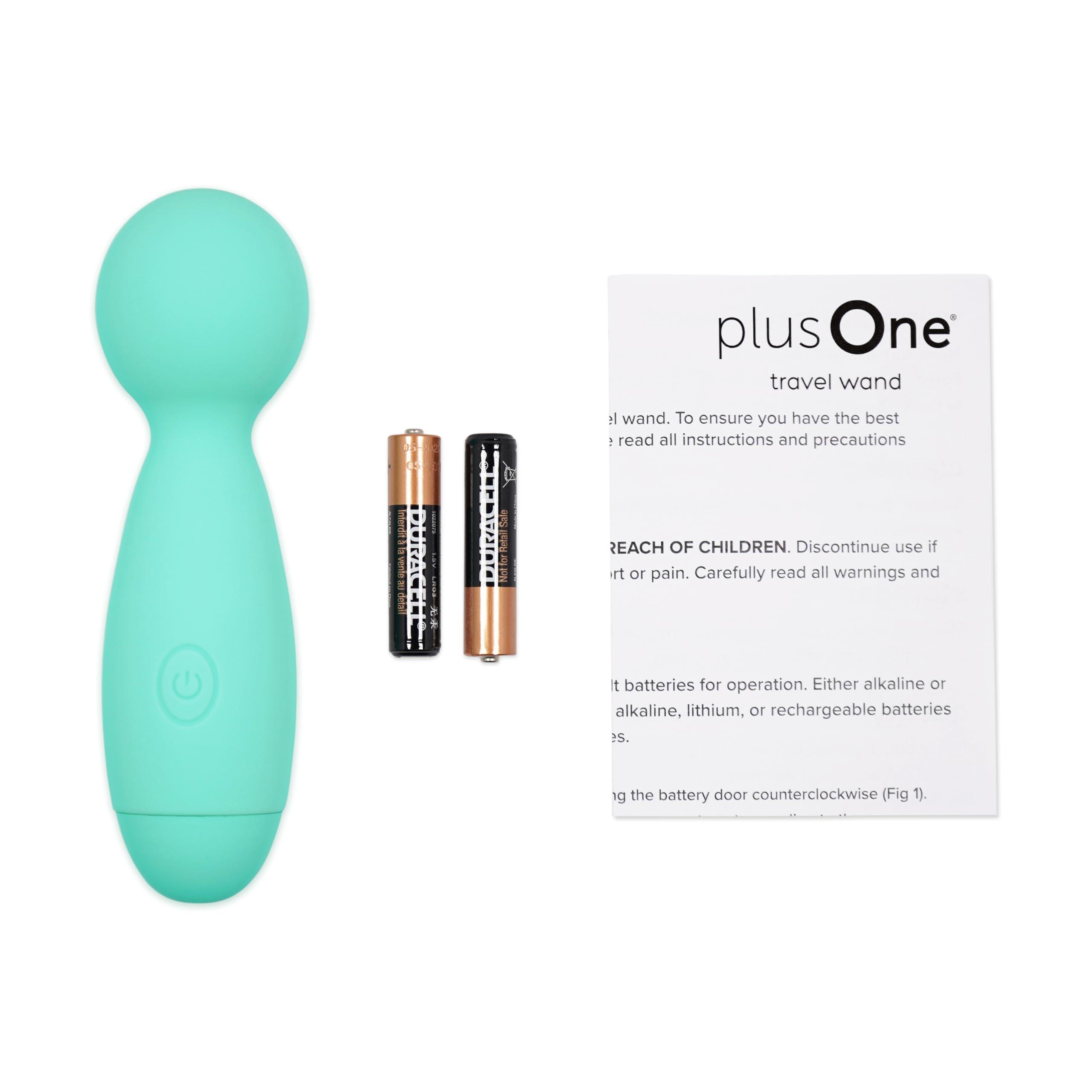 plusOne plusOne Travel Vibrating Wand, Massage Stick, Body-Safe Silicone, Waterproof, Personal Massager with 10 Vibration Settings, Teal