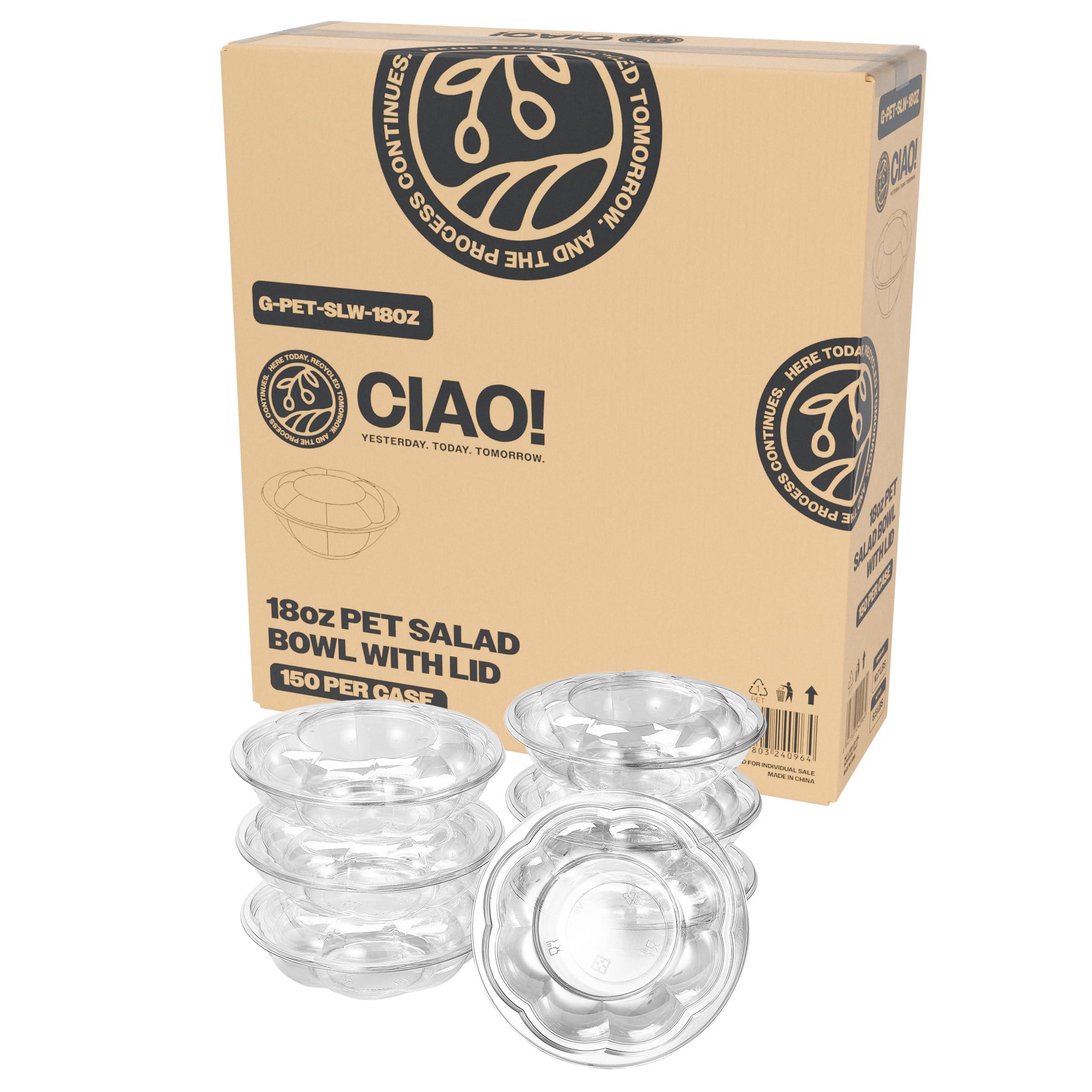 CIAO! CIAO! 18 oz Clear PET Fruit and Salad Bowl with Rose Dome Lid (150/case)