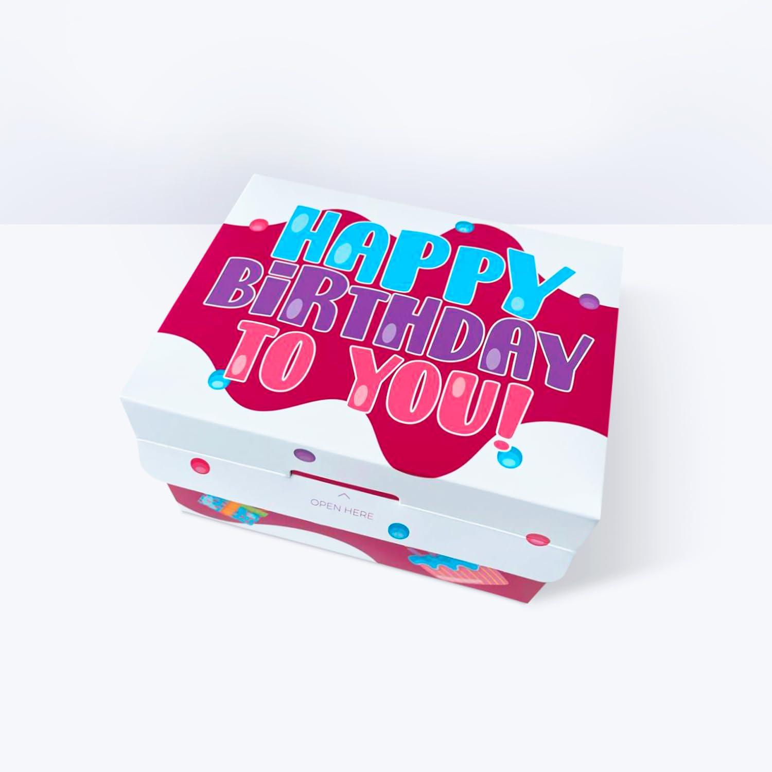 FETTIPOP FETTIPOP Gift Box DIY (Red), Gift Box Exploding Confetti - Happy Birthday, Surprise Prank Box Pop Up 7.2x5.5x4.3 in.