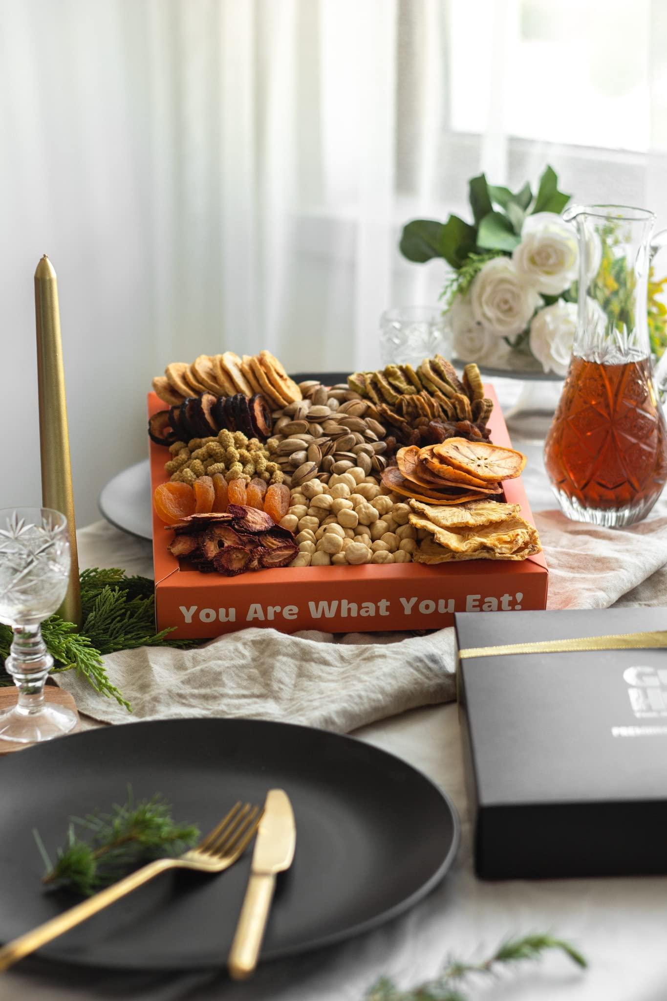 GURU HUNU GURU HUNU Dried Fruit Gift Baskets, Nuts Gift Basket - Food Gifts Basket for Thanksgiving, Anniversary, Birthday, Christmas - Gift Basket Dry Natural Fruits - Holiday Dry Fruits and Nuts Gift Box