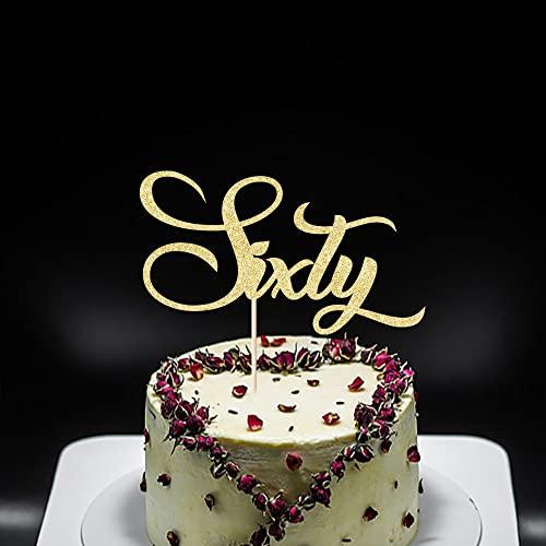 Bekaterea Gold Glitter Sixty Cake Topper,60th Birthday Cake Topper,Cheers to 60 Years Old,60th Anniversary /60th Birthday Party Decorations Supplies