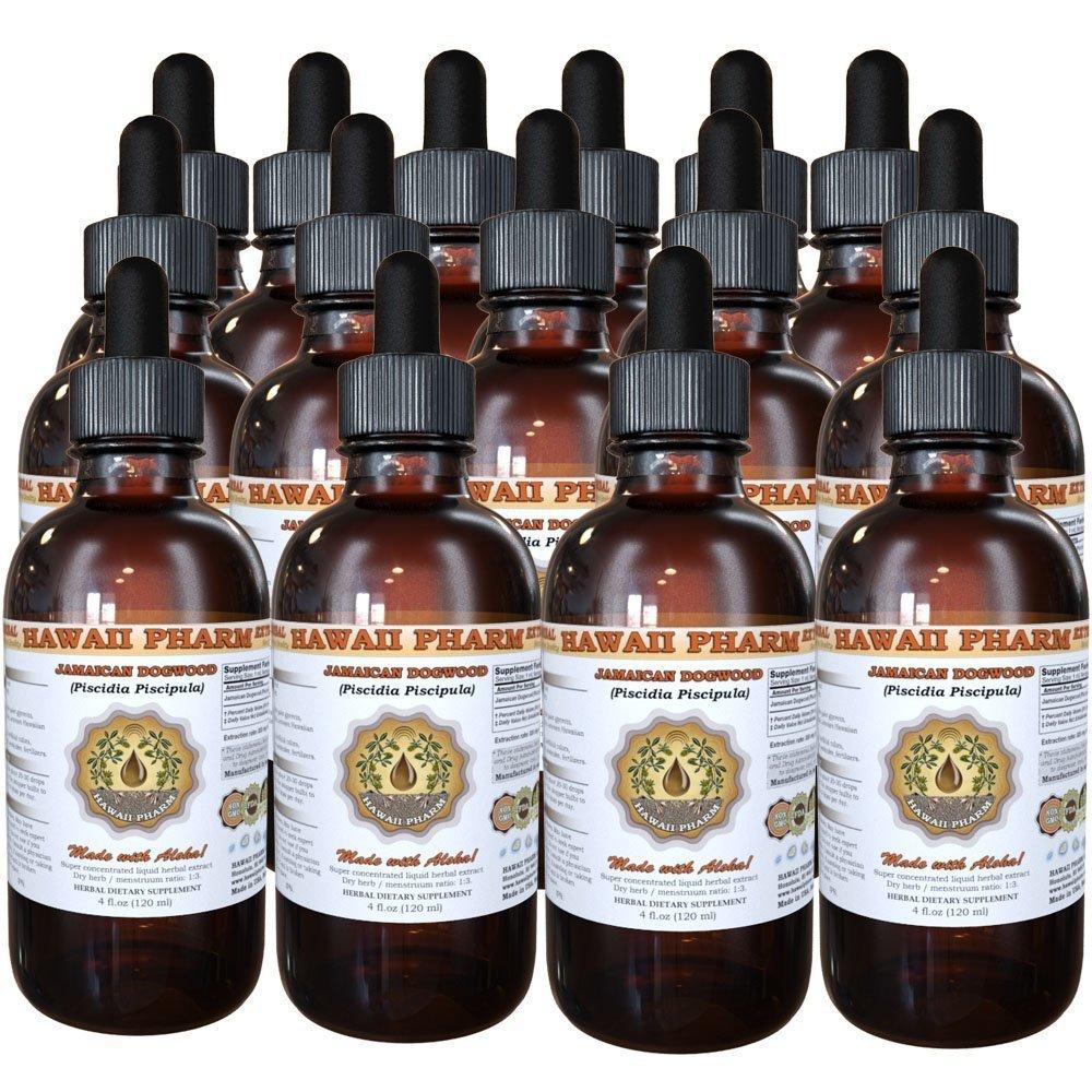 HawaiiPharm Jamaican Dogwood Liquid Extract, Jamaican Dogwood (Piscidia Piscipula) Tincture Supplement 15x4 oz