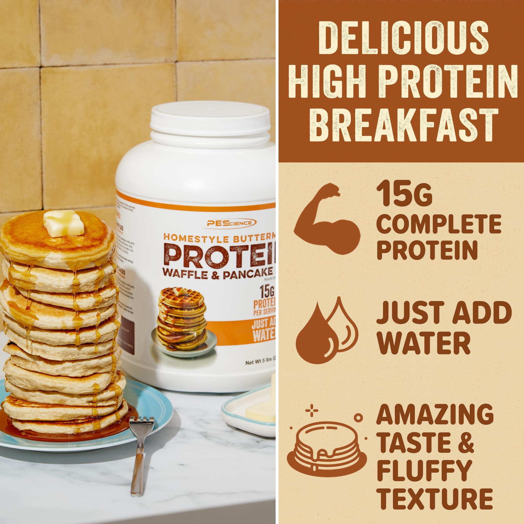 PEScience PEScience Buttermilk Protein Pancake & Waffle Mix, Just Add Water, 36 Servings