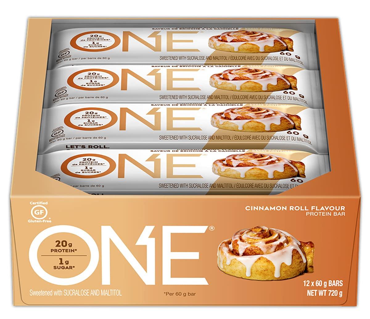 ONE ONE Protein Bars Cinnamon Roll & Caramel Macchiato Gluten Free with 20g Protein 12 Count
