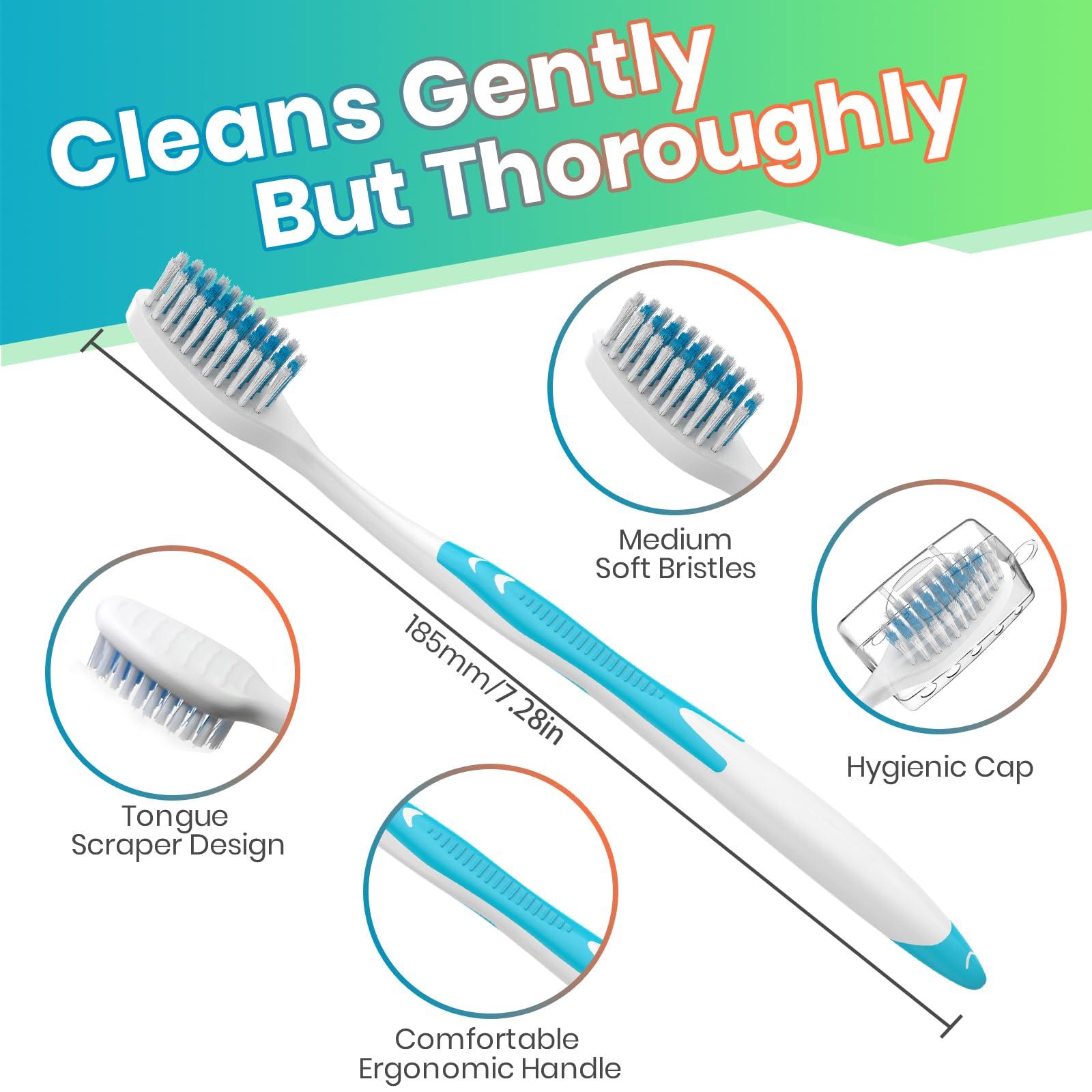 Frekare Frekare 30 Pack Bulk Toothbrushes with Covers, Individually Wrapped Tooth Brush Pack for Adults & Kids, Disposable Toothbrush Medium Soft for Travel, Donations, Hotels