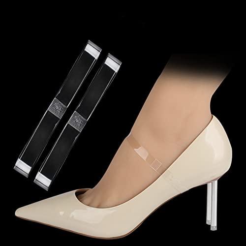 QUUPY 5 Pairs Women Silicone Transparent Invisible High Heel Shoe Straps for Holding Loose High Heel Reusable Clear Ankle Straps