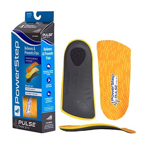 Powerstep Powerstep Pulse 3/4 Orthotics - Arch Support Inserts + Pain Relief for Cleats & Tight Running Shoes - Insoles for Plantar Fasciitis, Mild Pronation, and Shin Splints (M 12-13.5)