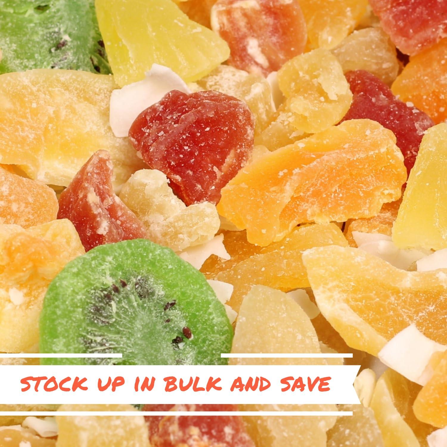 It\'s Delish Tropical Deluxe Dried Mixed Fruit - by Its Delish, 5 Lbs Bulk Bag | Healthy Snacks for Adults | Fresh Snack Mix Dry Fruit | Pineapple Mango Papaya Guava Coconut Kiwi Cantaloupe Medley | Vegan, Kosher