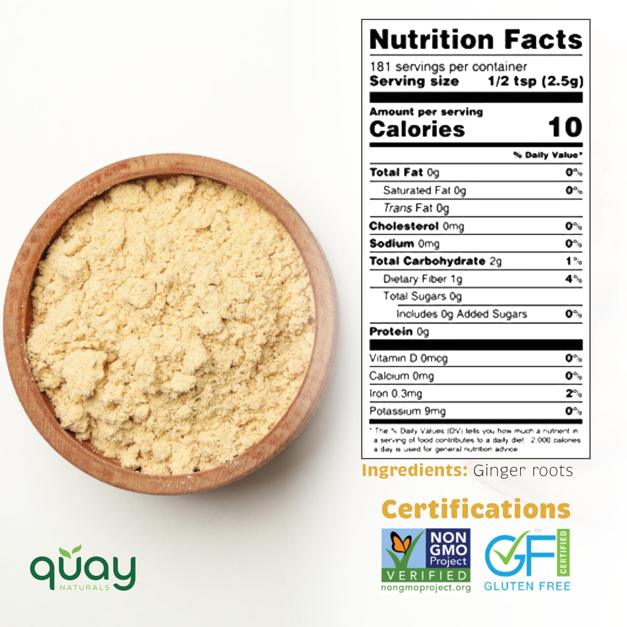 Quay Naturals Ground Ginger Powder (1 lb) for Cooking, Baking, Tea, Energy Drinks & Beverages - Highly Aromatic - Fine Loose Powder - Powdered Ginger - No Preservatives, Colors & Additives - Non GMO