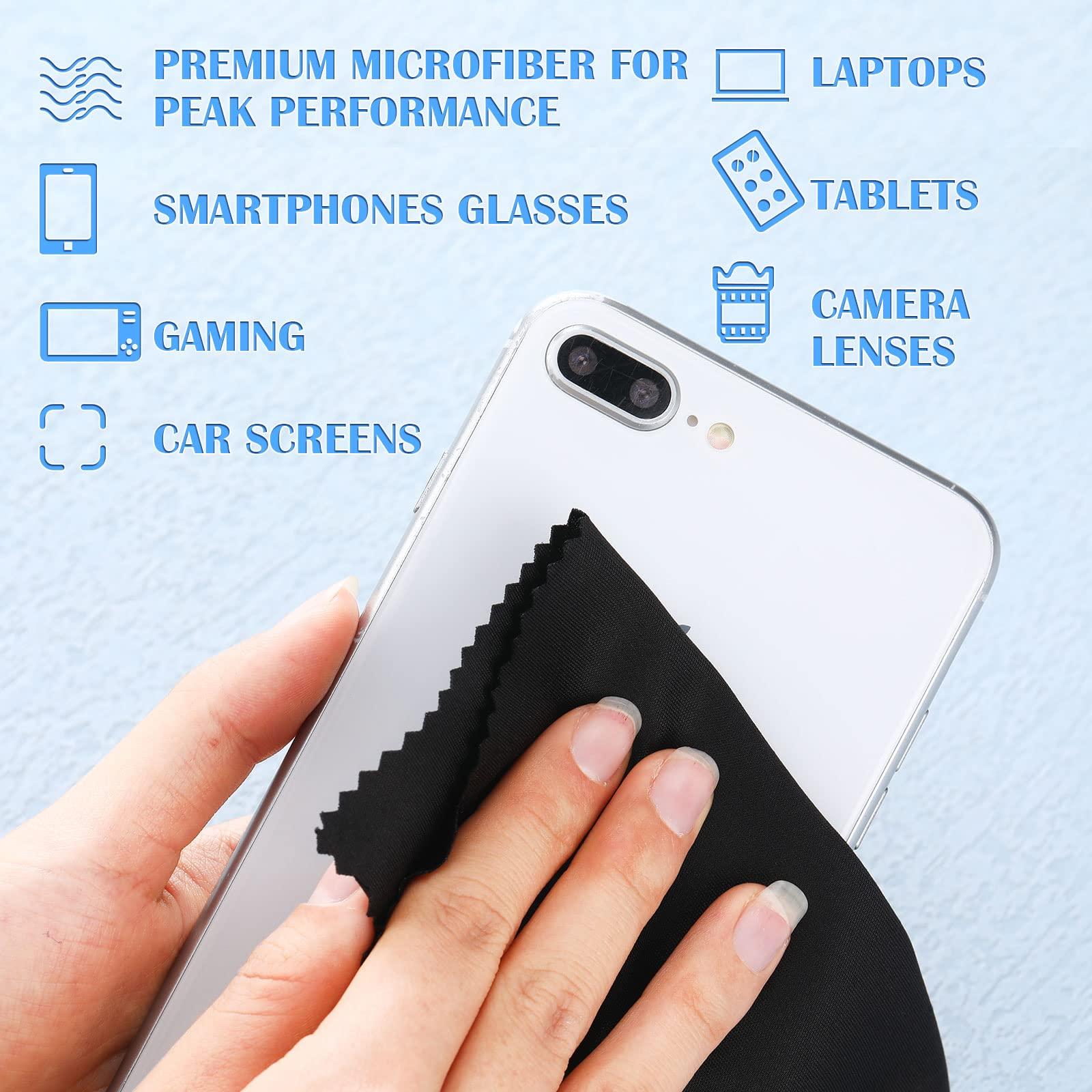 Sumind Sumind 100Pcs Eyeglass Cleaning Cloth Bulk 5.5 in Microfiber Glass Cleaning Cloths Eye Glasses Cleaner Wipes Microfiber Cloth for Glasses Phone Camera Lenses Screen Delicate Surfaces(Gray and Black)