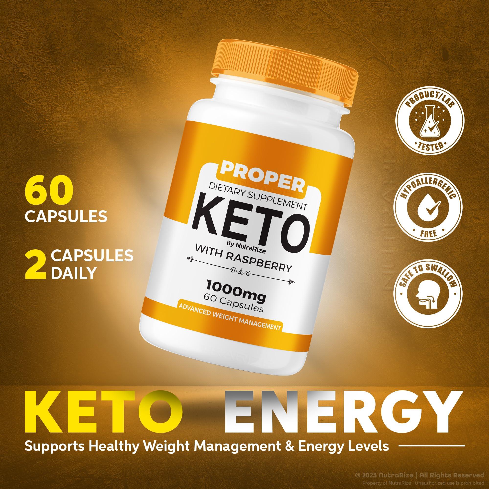 NutraRize Proper Keto - Proper Keto ACV Capsules, All-Natural Keto Dietary Supplement, ProperKeto Extra Strength 800MG Pills, Advanced Formula to Support Active Lifestyle, Pastillas Reviews (60 Capsules)