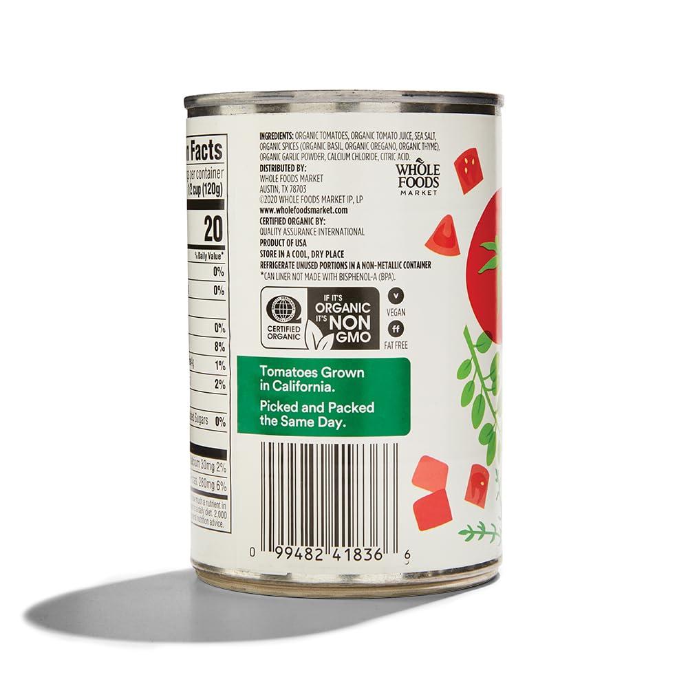 Whole Foods Market 365 by Whole Foods Market, Tomatoes Diced With Italian Herbs Organic, 14.5 Ounce