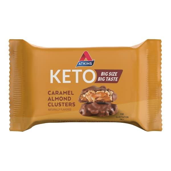 Atkins Atkins Caramel Almond Clusters, Gluten Free, High in Fiber, 1g Sugar, 2g Net Carb, Keto Friendly, 20 Count