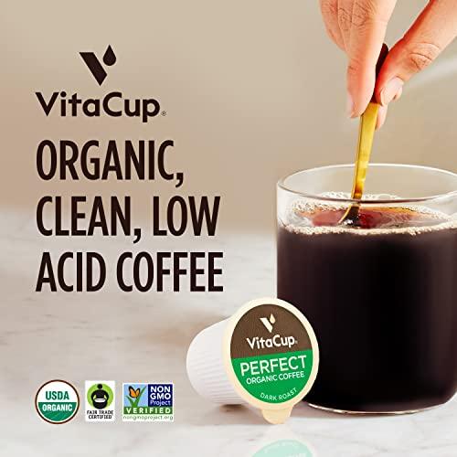 VitaCup VitaCup Perfect Low Acid Coffee Pods, USDA Organic & Fair Trade, Mycotoxin Free, Dark Roast Guatemala Single Origin, Clean & Pure Recyclable Single Serve Pod compatible w/Keurig K-Cup Brewers,16 CT