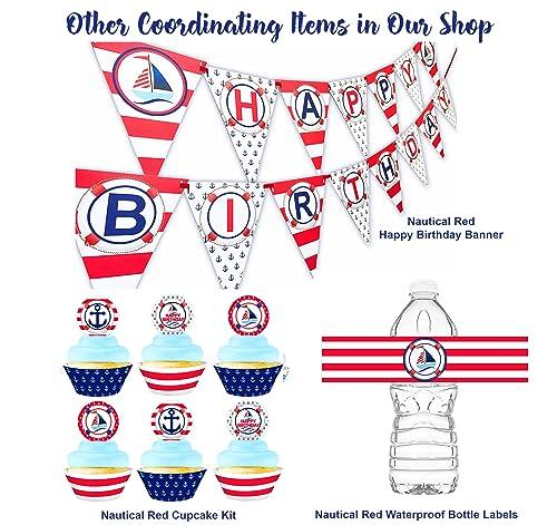 POP parties Ink Nautical Cupcake Kit - 24 Sailboat Cupcake Toppers and 24 Cupcake Wrappers - Nautical Party Supplies - Sailboat Party Decorations - Pink Cupcake
