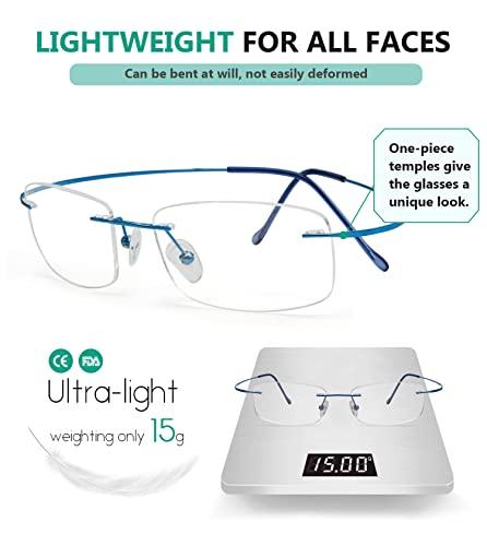 Eyekepper Eyekepper Titanium Rimless Reading Glasses Readers Women Blue +0.75