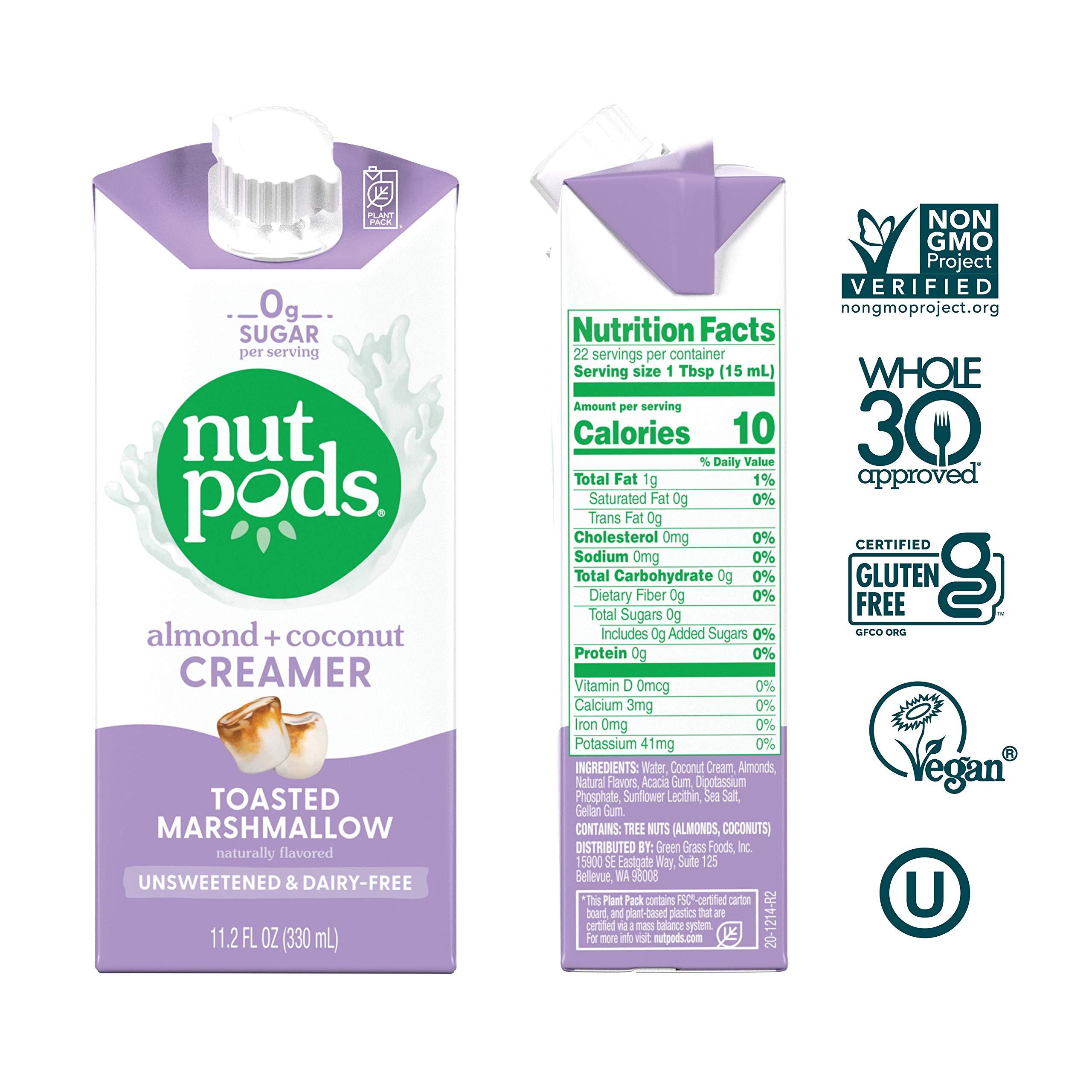 nutpods nutpods Non Dairy Coffee Creamer Bundle: a 4 pack of French Vanilla creamer and a 3 pack of Toasted Marshmallow creamer.