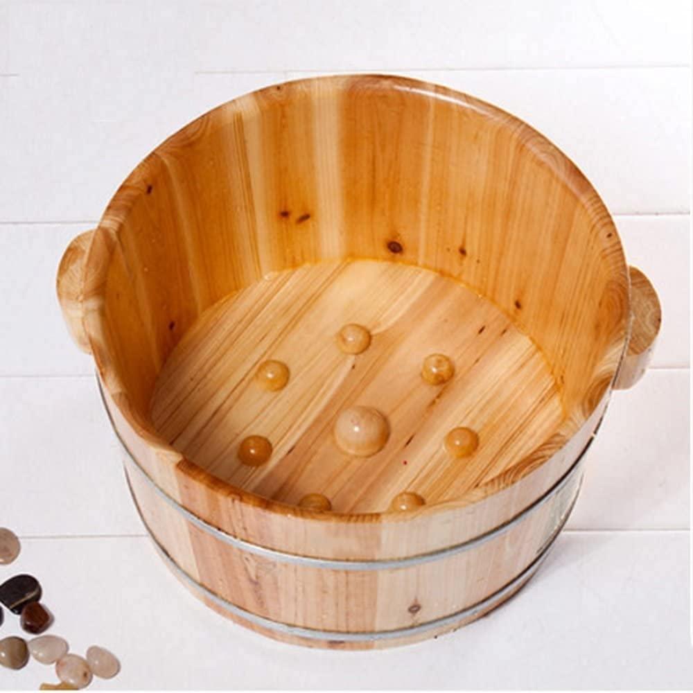 NUBAOzy Foot Tub Wooden Foot Basin Reducing stress Chinese Fir With Massage Foot Bath Barrel Wash The Wooden Barrel Foot Barrels Footbath Foot massage foot Bath Wooden Bucket Foot Spa Household Wash Ba