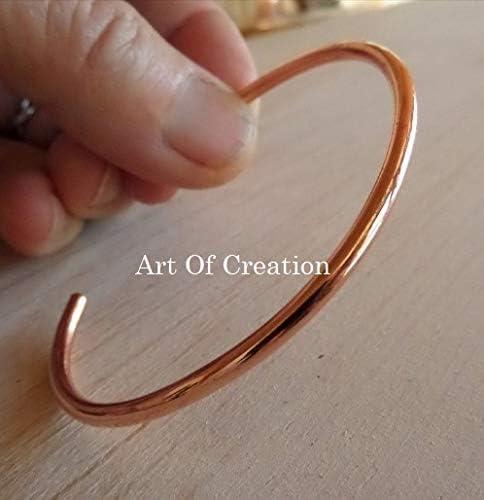 Art Of Creation Art Of Creation Pure Copper Bracelet handmade Cuff for Men and Women Plain Solid Bangle Adjustable From Indi For Unisex
