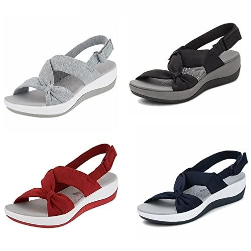 Optigard Women\'s Flat Orthopedic Arch Support Reduces Pain Comfy Sandal, Casual Non-Slip Comfy Adjusting Ankle-Strap Beach Walking Sandals with Arch Support (12,Blue,Female)