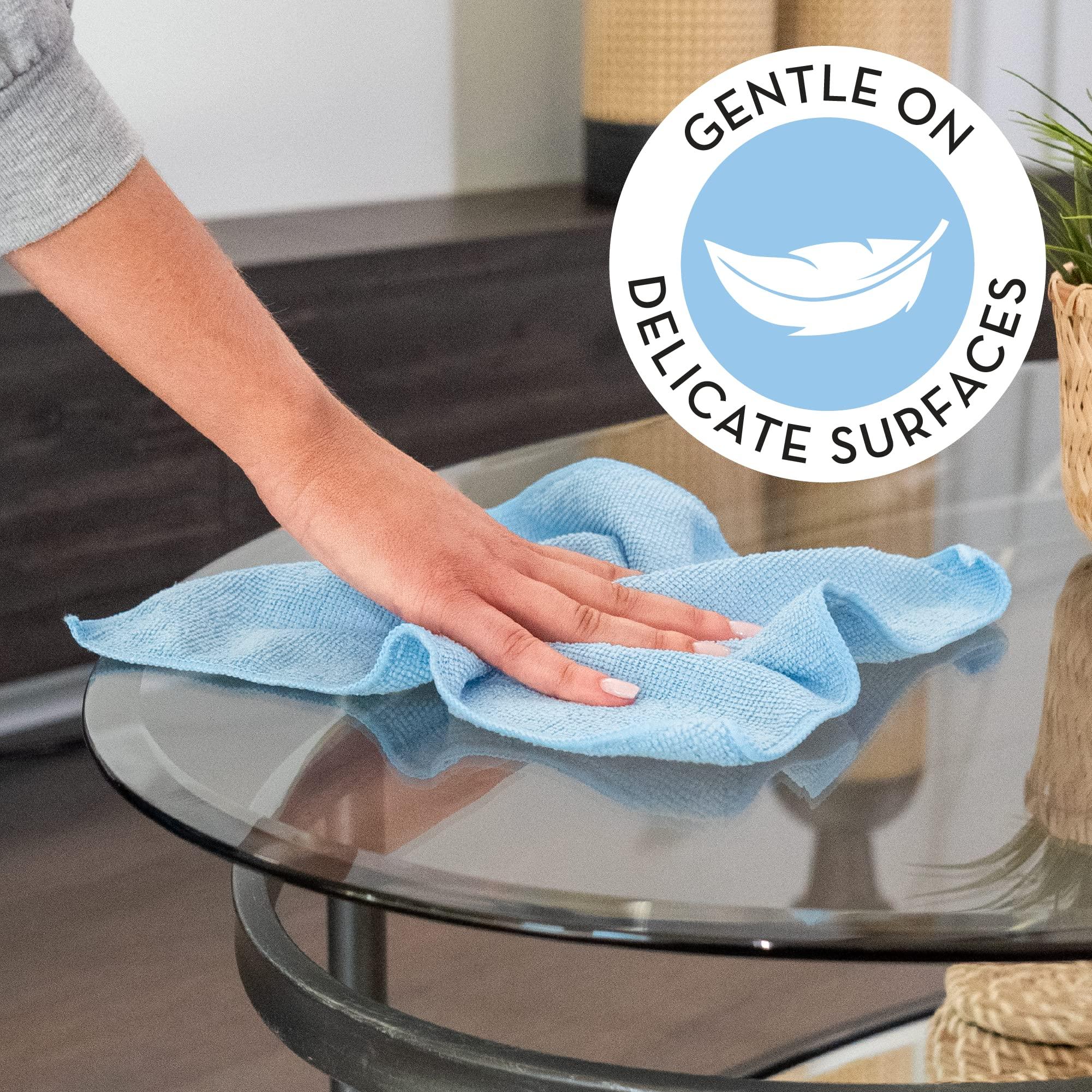 S&T INC. S&T INC. 100 Pack Microfiber Cleaning Cloth, Bulk Towels for Home, Reusable Microfiber Towels for Cars, Cleaning Rags, Light Blue, 11.5 Inches x 11.5 Inches, 100 Count