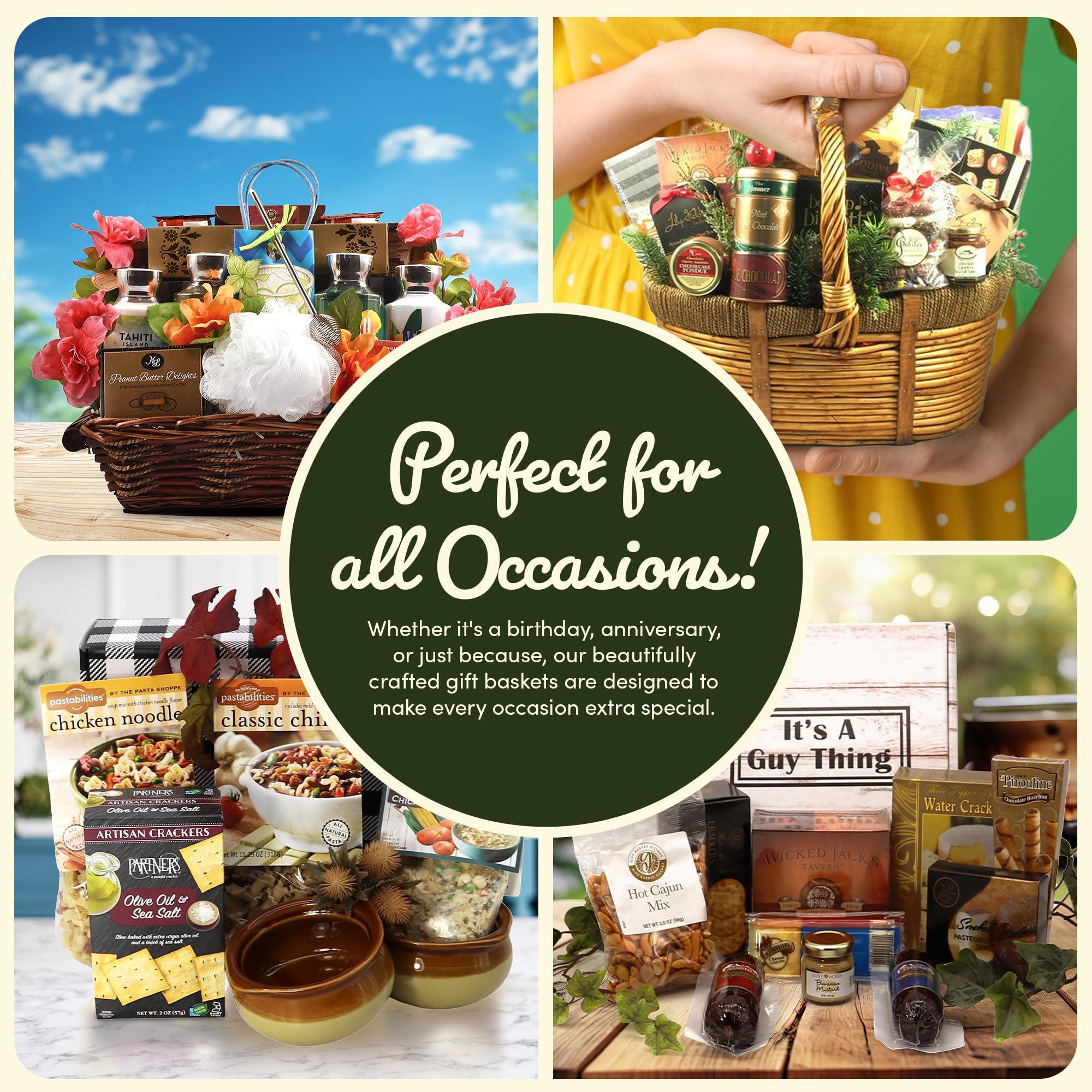 Gift Basket Village Gift Basket Village - Italian Themed Dinner for Two, Gourmet Pasta Assortment with Linquini, Dip Mix, Pasta Sauce, Pasta & Cheese Blend - Italian Food Basket, 12x8x12\", 4.44 lbs