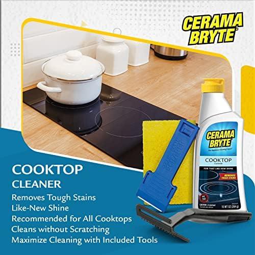 Cerama Bryte Cerama Bryte Combo Kit POW-R Grip, Scraper, Pad & Removes Tough Stains Cooktop and Stove Top Cleaner for Glass - Ceramic Surfaces, 10 Ounces, 4 Piece