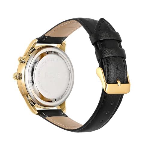 LAKXIUL LAKXIUL Spanish Talking Watch for Blind,Visually impaired or Elderly,Gold case, Black Leather Strap, Men\'s Size