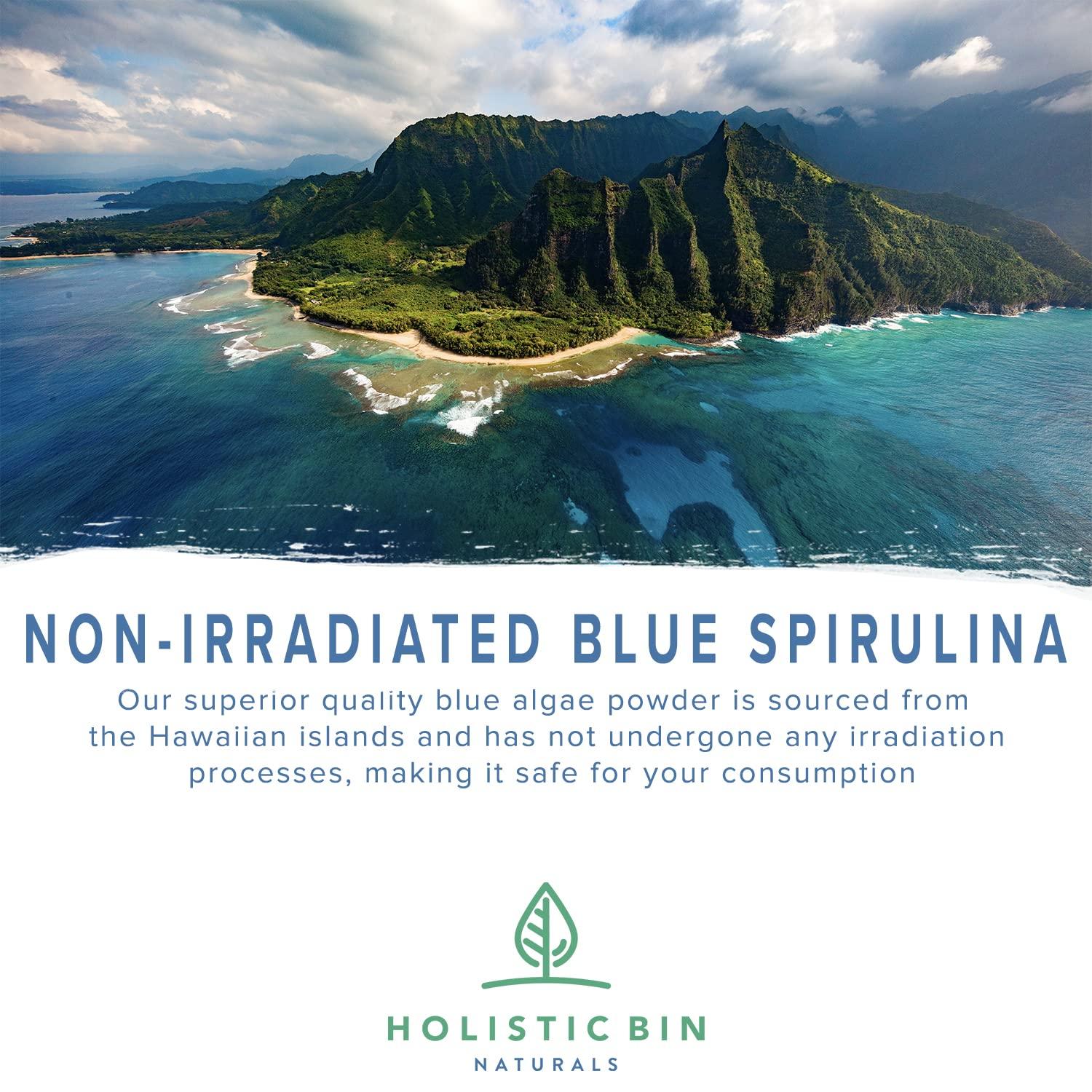 Holistic Bin HOLISTIC BIN Blue Spirulina Powder - Organic Blue-Green Algae Supplement, Rich Source of Vegan Protein, Vitamins, & Phytonutrients, Ideal for Smoothies, Baked Goods, & Natural Food Coloring - 50 Grams