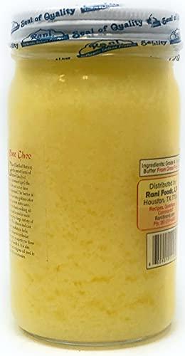 Rani Brand Authentic Indian Products Rani Ghee Pure & Natural from Grass Fed Cows (Clarified Butter) 8oz (227g) ~ Glass Jar | Paleo Friendly | Keto Friendly | Gluten Free | Product of USA