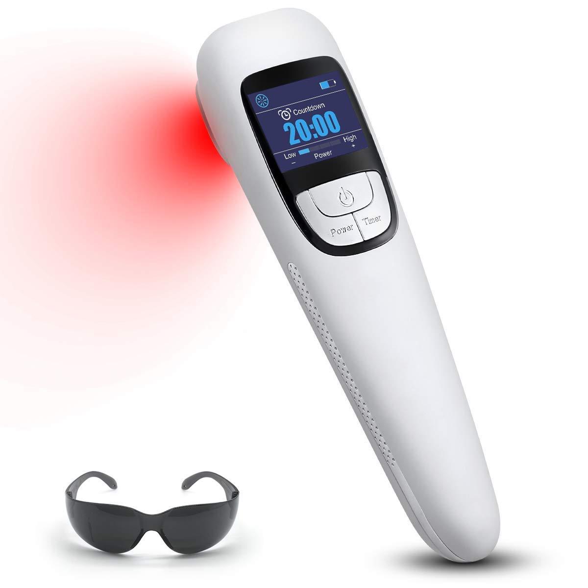 SINORIKO Red Light Therapy Device for Shoulder Back Knee Joint Muscle Pain Relief, 13pcs x 650nm + 3pcs x 808nm, 4 Power + 4 Timer, Handheld Cold Laser Therapy Device for Dogs Pet Horse